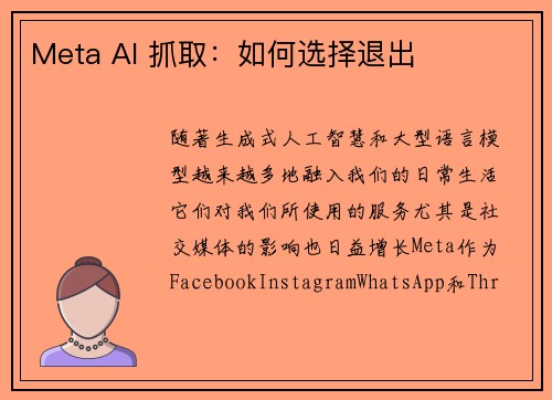 Meta AI 抓取：如何选择退出 